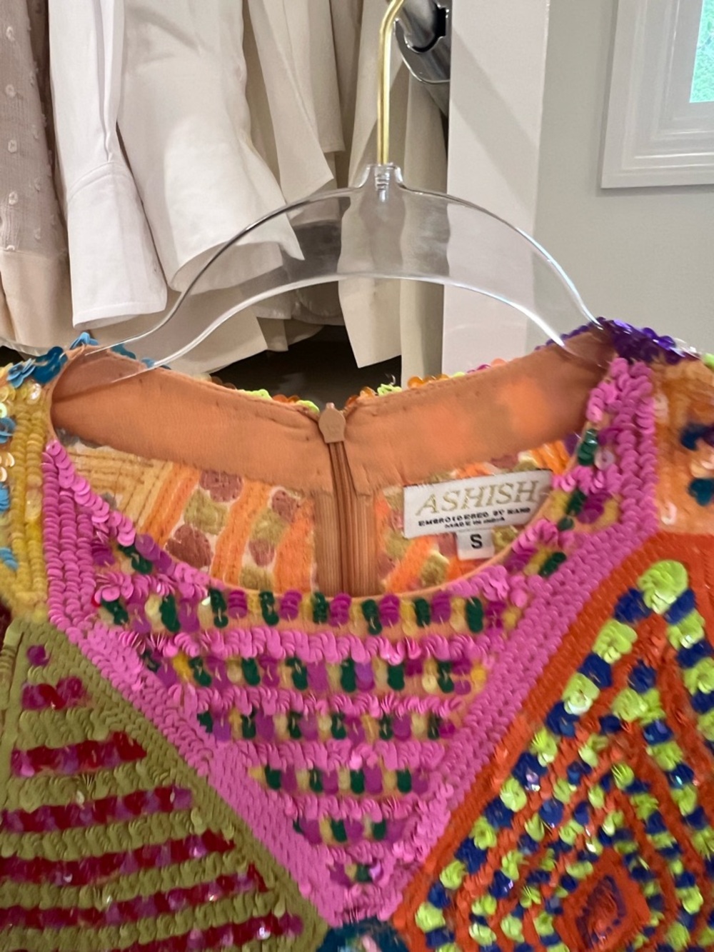 Ashish Multicolor Sequin Patchwork Short Sleeve dress - Picture 3 of 4